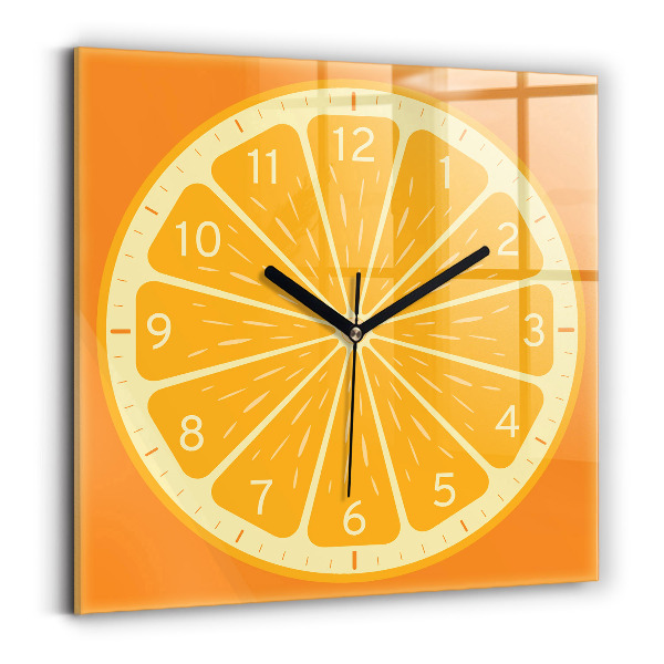 Square kitchen clock Juicy orange