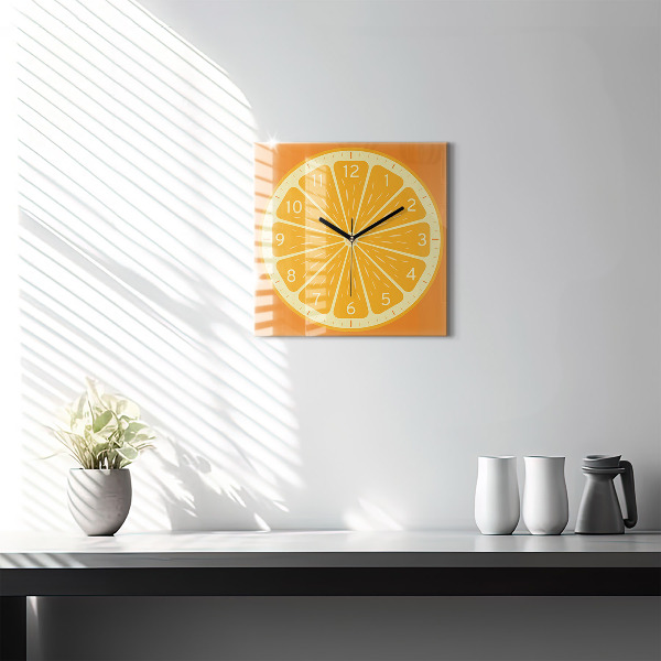 Square kitchen clock Juicy orange