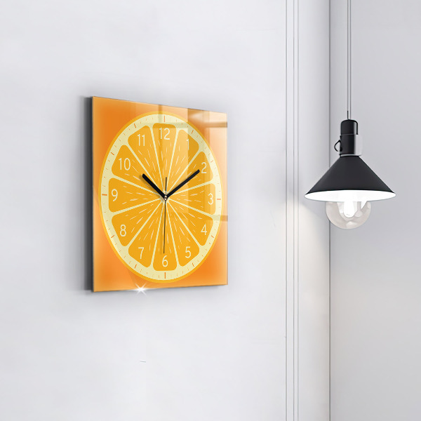 Square kitchen clock Juicy orange
