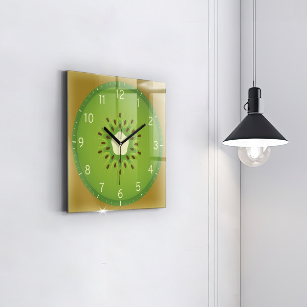 Square kitchen clock Kiwi fruit