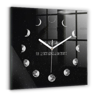 Square kitchen clock Moon phases and inscription