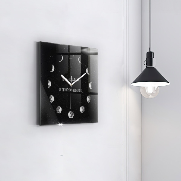 Square kitchen clock Moon phases and inscription