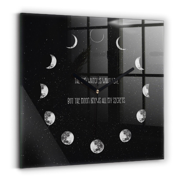 Square kitchen clock Moon phases and inscription