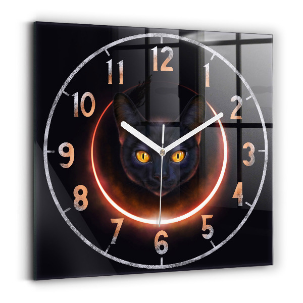 Square kitchen clock Magic cat