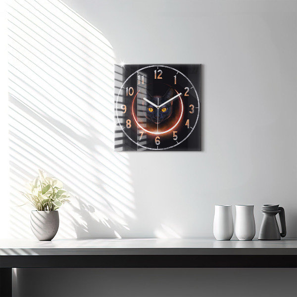 Square kitchen clock Magic cat