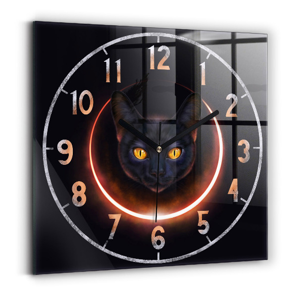 Square kitchen clock Magic cat