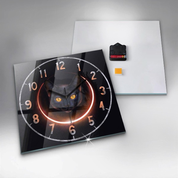 Square kitchen clock Magic cat