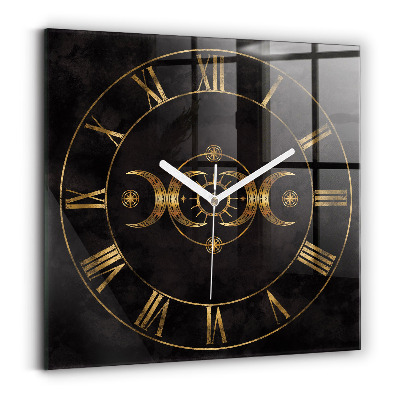Square kitchen clock Golden Roman numerals