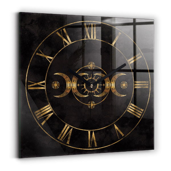 Square kitchen clock Golden Roman numerals
