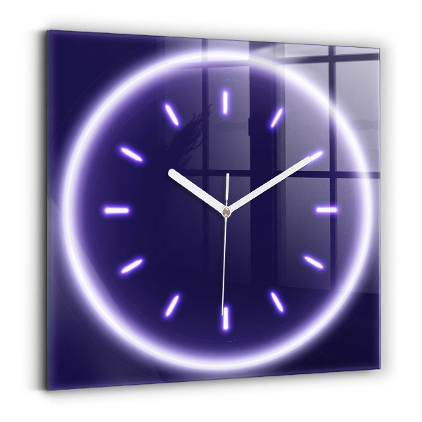 Square kitchen clock Neon lines
