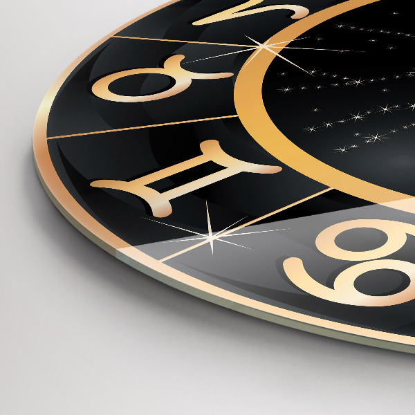 Round wall clock Black Zodiac Signs