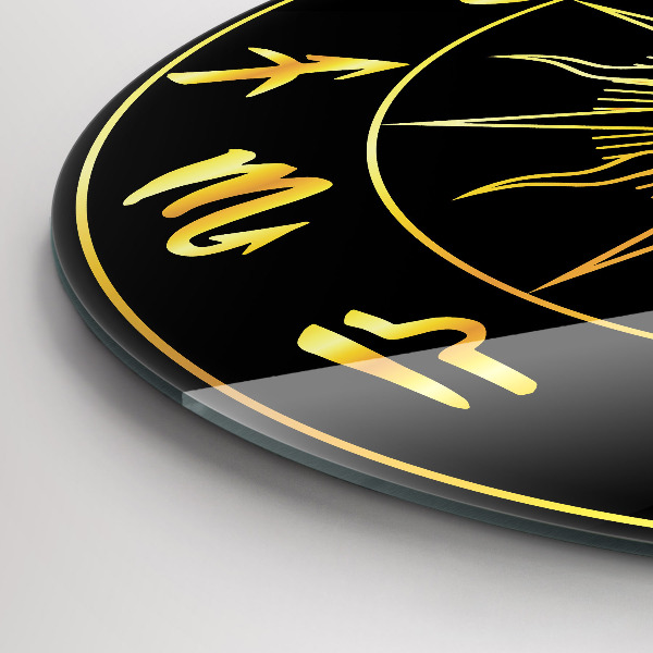 Round wall clock Golden Zodiac Signs