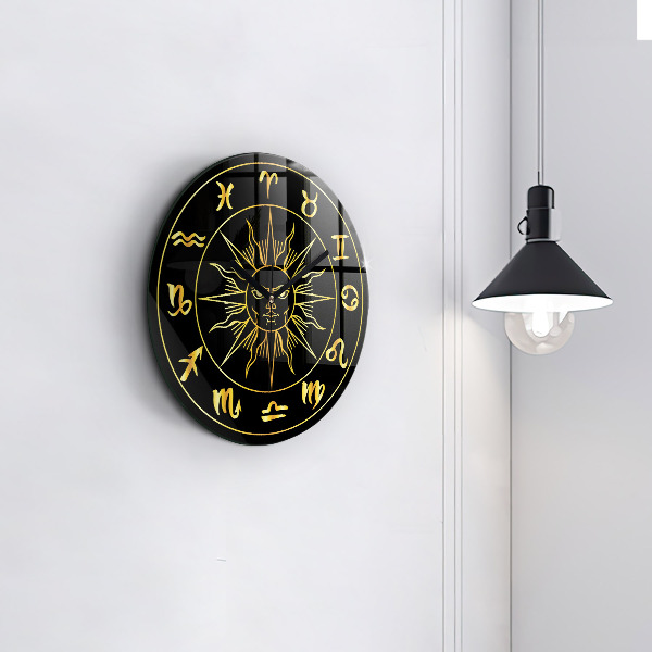 Round wall clock Golden Zodiac Signs
