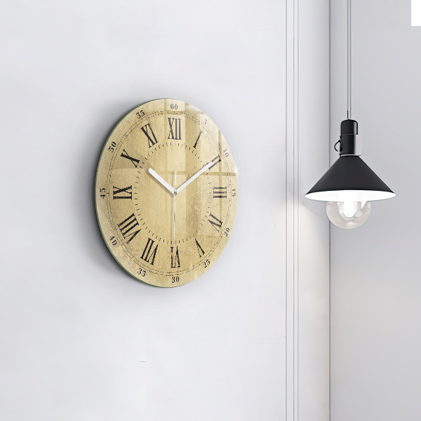 Round wall clock Brown Roman Numerals