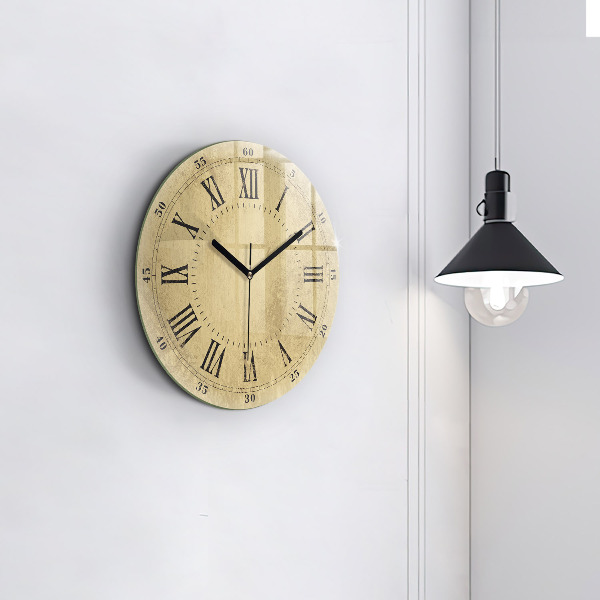 Round wall clock Brown Roman Numerals