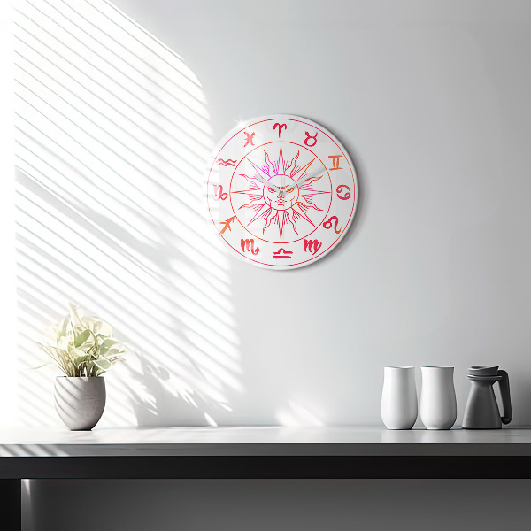 Round wall clock Colorful Zodiac Signs