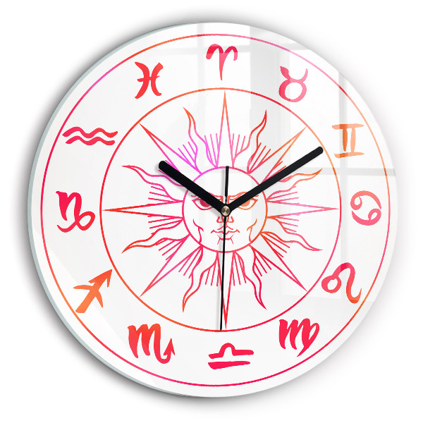 Round wall clock Colorful Zodiac Signs