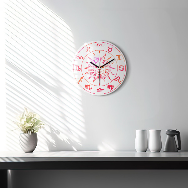 Round wall clock Colorful Zodiac Signs