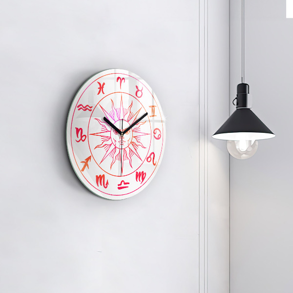 Round wall clock Colorful Zodiac Signs
