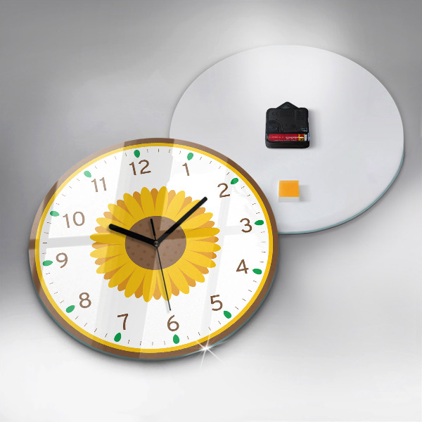 Round wall clock Sunflower Flower