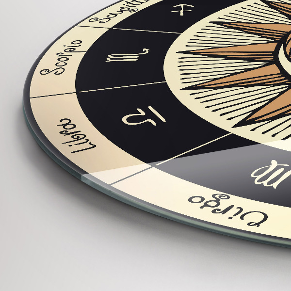 Round wall clock Sun and Zodiacs