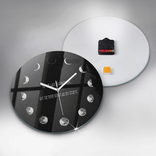 Round wall clock Moon phases and inscription